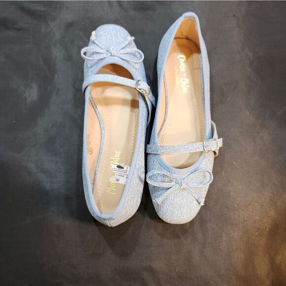 BRAND NEW CHASE & CHLOÉ FERGIE-1 DENIN BALLERINA BOWNOT SLIP-ON FLAT G1 - Picture 10 of 15